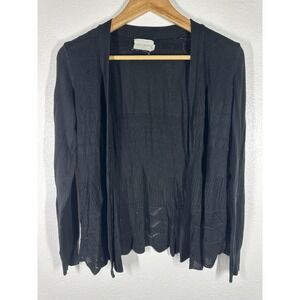 Dreamers Sweater Cardigan Womens XL Black Open Knit Tie Front Lightweight Boho